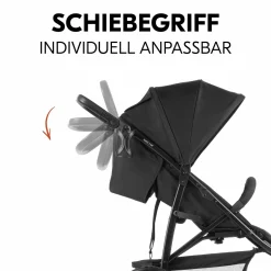 Buggy Rapid 3 Air (bis 25 kg) - mit Luftreifen, Liegefunktion und XL Verdeck - Black
