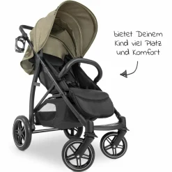 Buggy Rapid 4D AIR (bis 25 kg) - mit Luftreifen, Liegefunktion und XL Verdeck - Olive