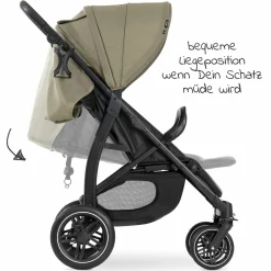 Buggy Rapid 4D AIR (bis 25 kg) - mit Luftreifen, Liegefunktion und XL Verdeck - Olive