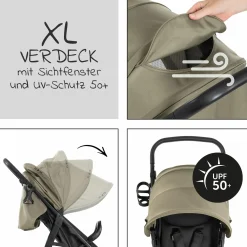 Buggy Rapid 4D AIR (bis 25 kg) - mit Luftreifen, Liegefunktion und XL Verdeck - Olive
