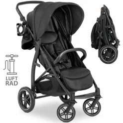 Buggy Rapid 4D AIR (bis 25 kg) - mit Luftreifen, Liegefunktion und XL Verdeck - Black