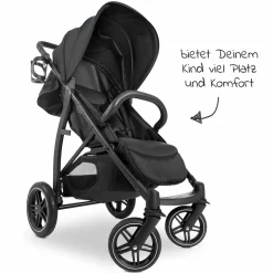 Buggy Rapid 4D AIR (bis 25 kg) - mit Luftreifen, Liegefunktion und XL Verdeck - Black
