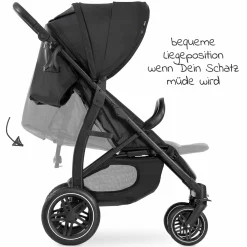 Buggy Rapid 4D AIR (bis 25 kg) - mit Luftreifen, Liegefunktion und XL Verdeck - Black