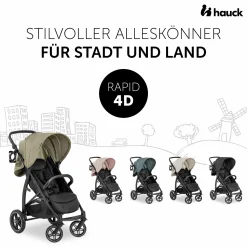 Buggy Rapid 4D (bis 25 kg) - XL Verdeck & All-Terrain Bereifung - inkl. XXL Zubehörpaket & Fehn Spieltier Eselchen - Classic Beige