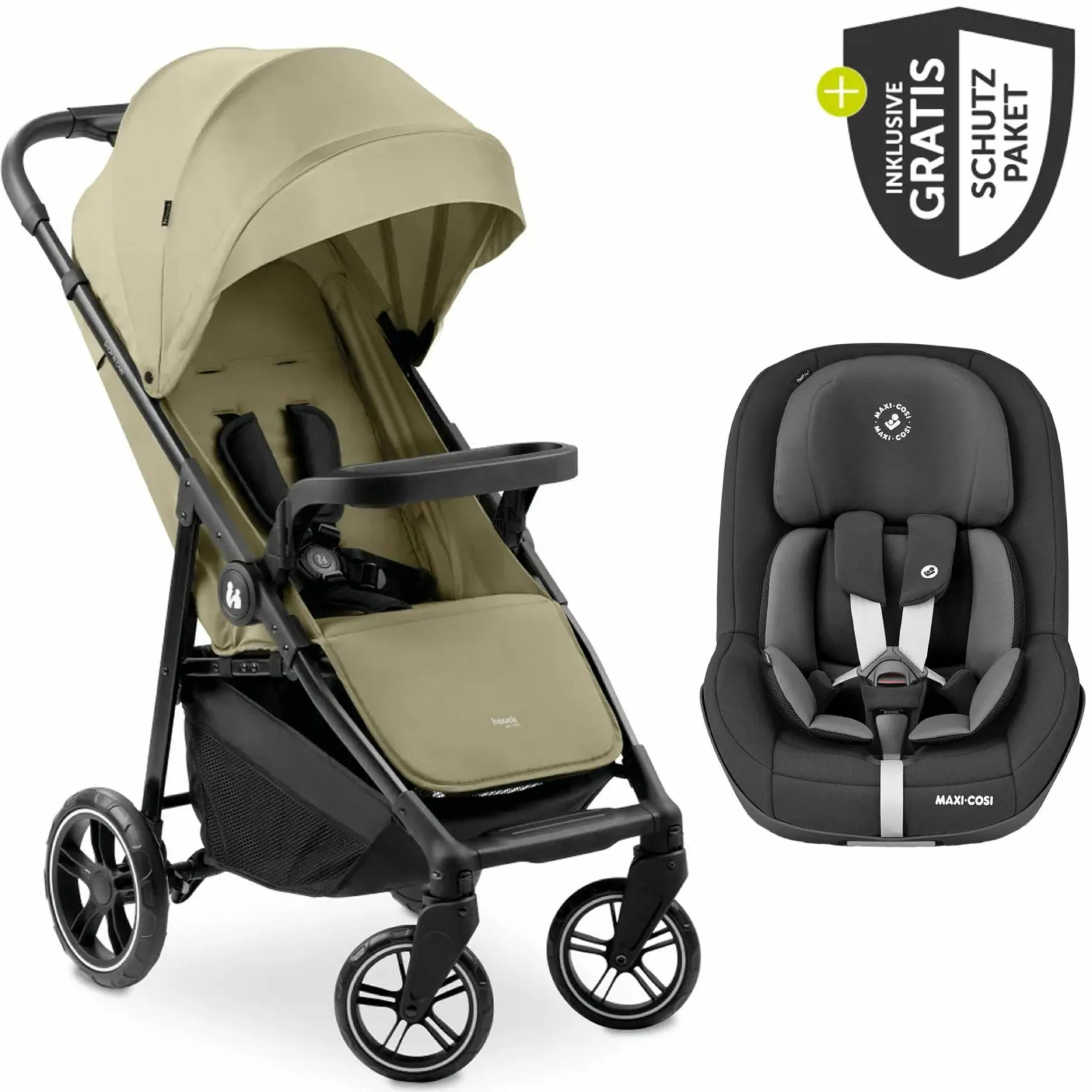 Buggy Shop N Care inkl. Reboarder Pearl Pro 2 & XXL Zubehörpaket - Olive