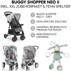 Buggy Shopper Neo II inkl. XXL Zubehörpaket & Fehn Spieltier - Grey