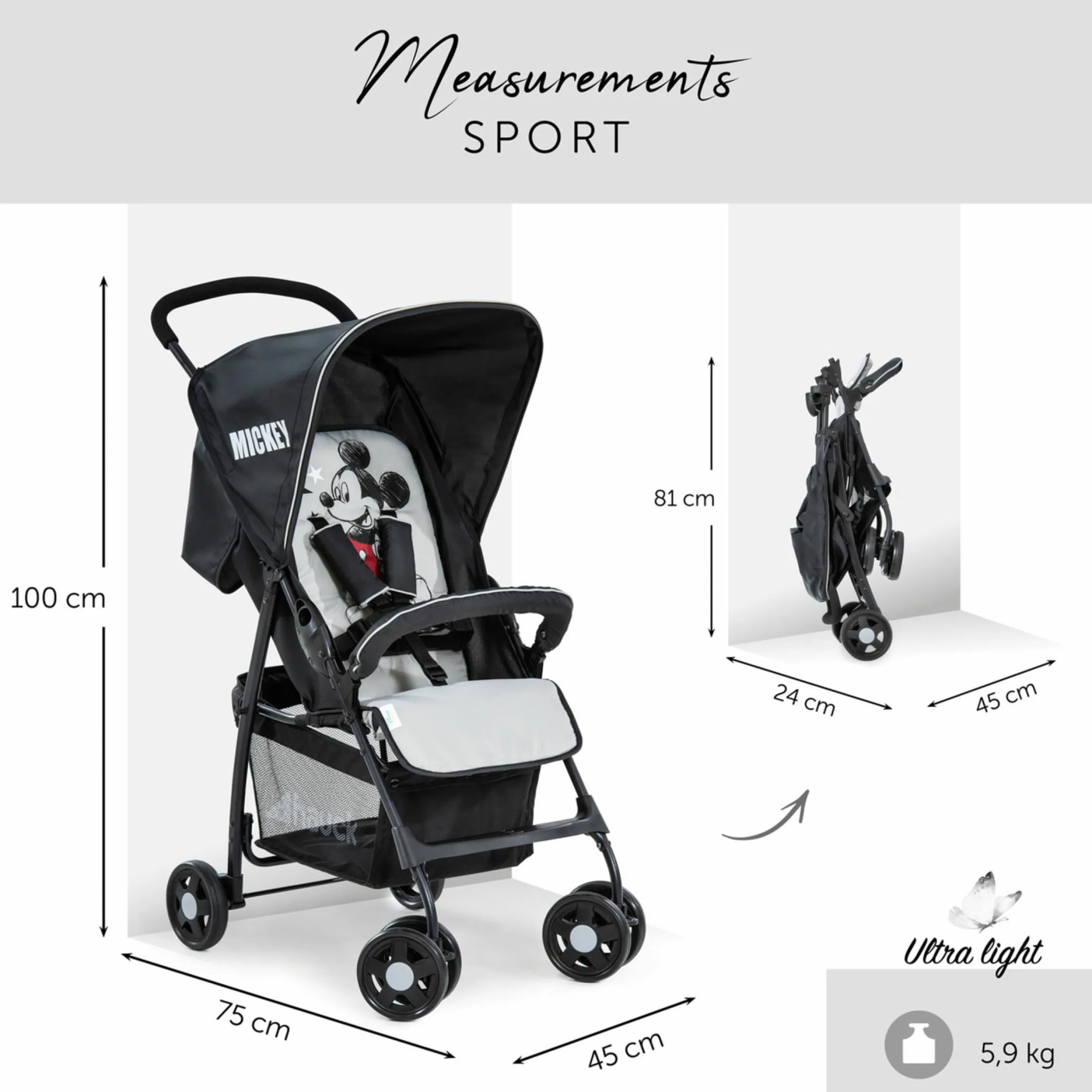 Buggy Sport inkl. XXL Zubehörpaket & Buggy-Lenkrad - Mickey Stars