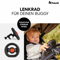 Buggy-Lenkrad Pushchair Steering Wheel - mit Hupe & zur Befestigung am Vorderbügel - Black