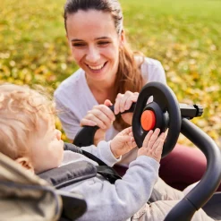Buggy-Lenkrad Pushchair Steering Wheel - mit Hupe & zur Befestigung am Vorderbügel - Black