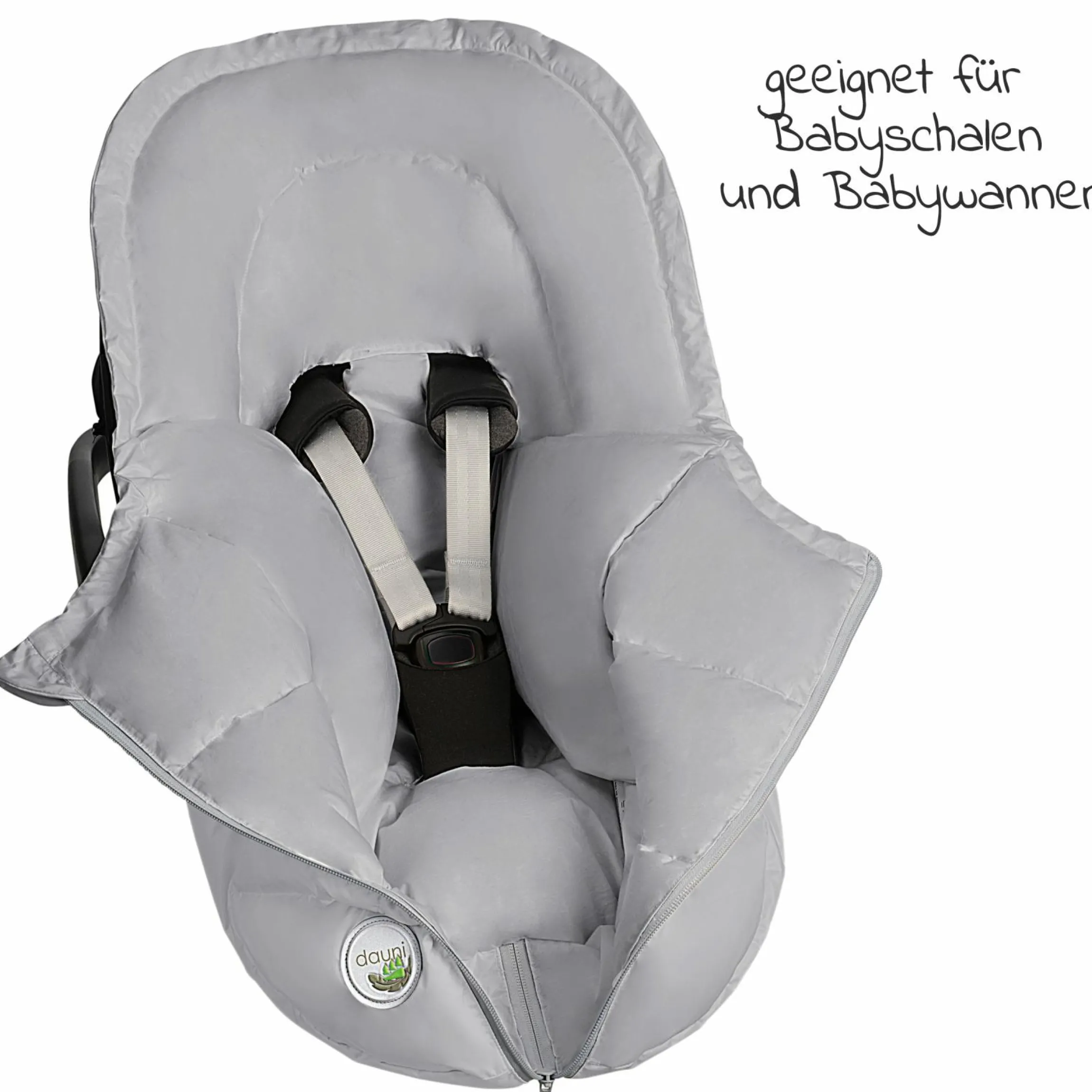 Daunen-Fußsack BabyNest Dauni für Babyschalen & Babywannen - Silber