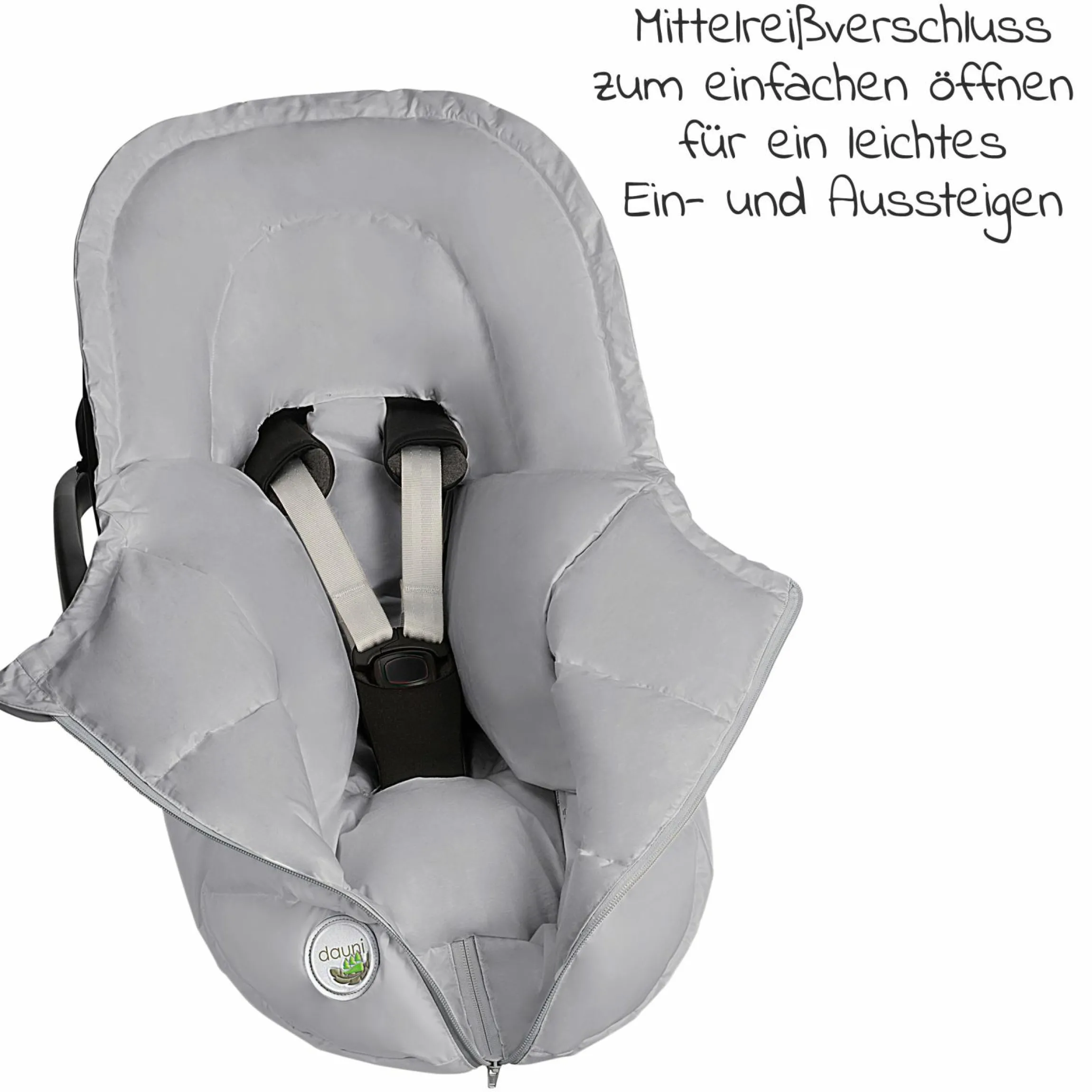 Daunen-Fußsack BabyNest Dauni für Babyschalen & Babywannen - Silber