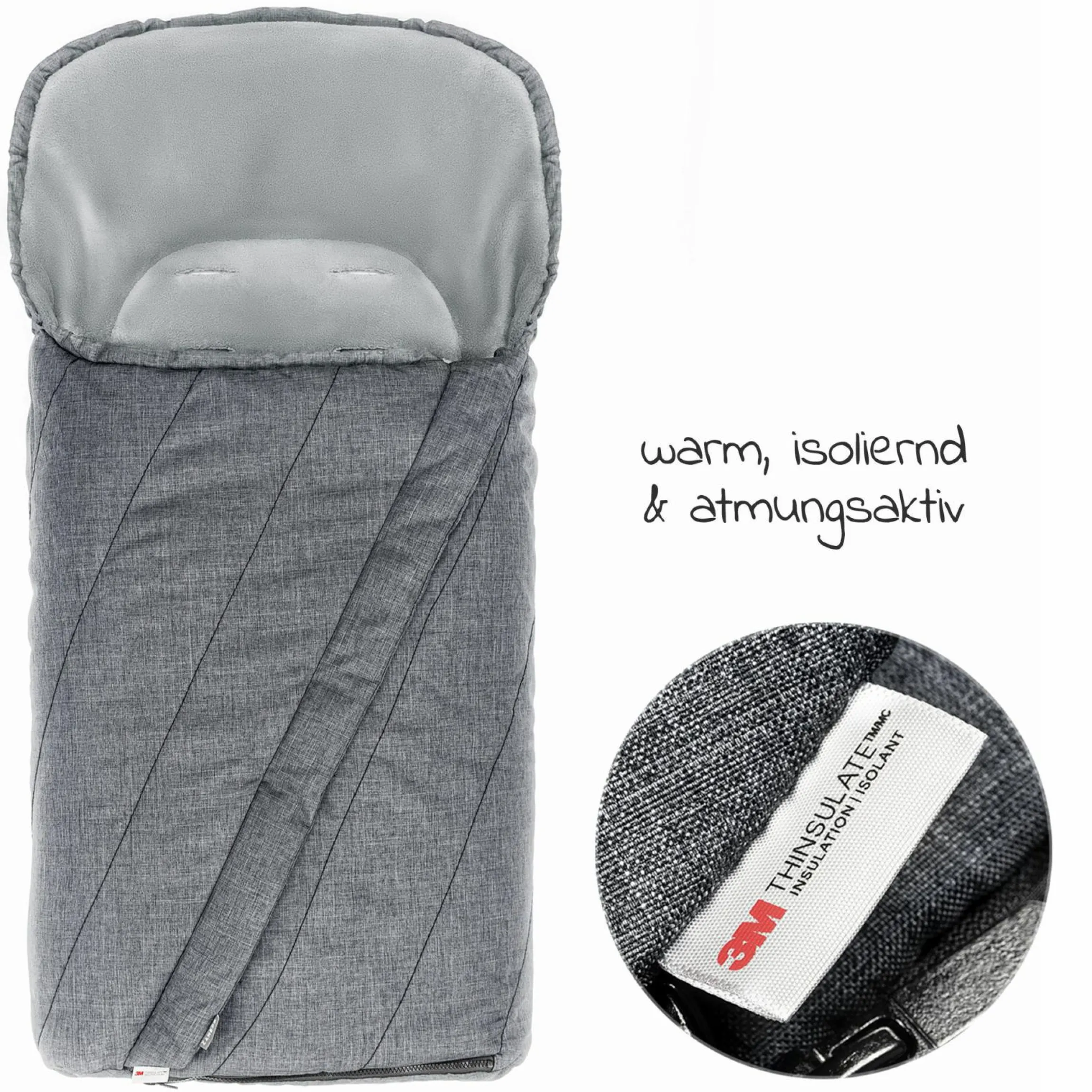 Deluxe Winter-Fußsack 3M für Kinderwagen & Buggy - Melange Grau