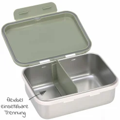 Edelstahl-Brotdose Lunchbox - Happy Prints - Light Olive