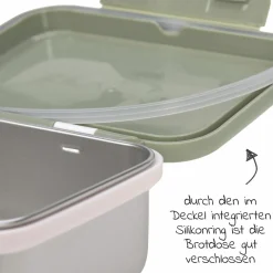 Edelstahl-Brotdose Lunchbox - Happy Prints - Light Olive
