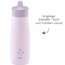 Edelstahl-Trinkflasche Mini-Me Flip Cup - mit bissfestem Trinkaufsatz 500 ml - Blume - Flieder