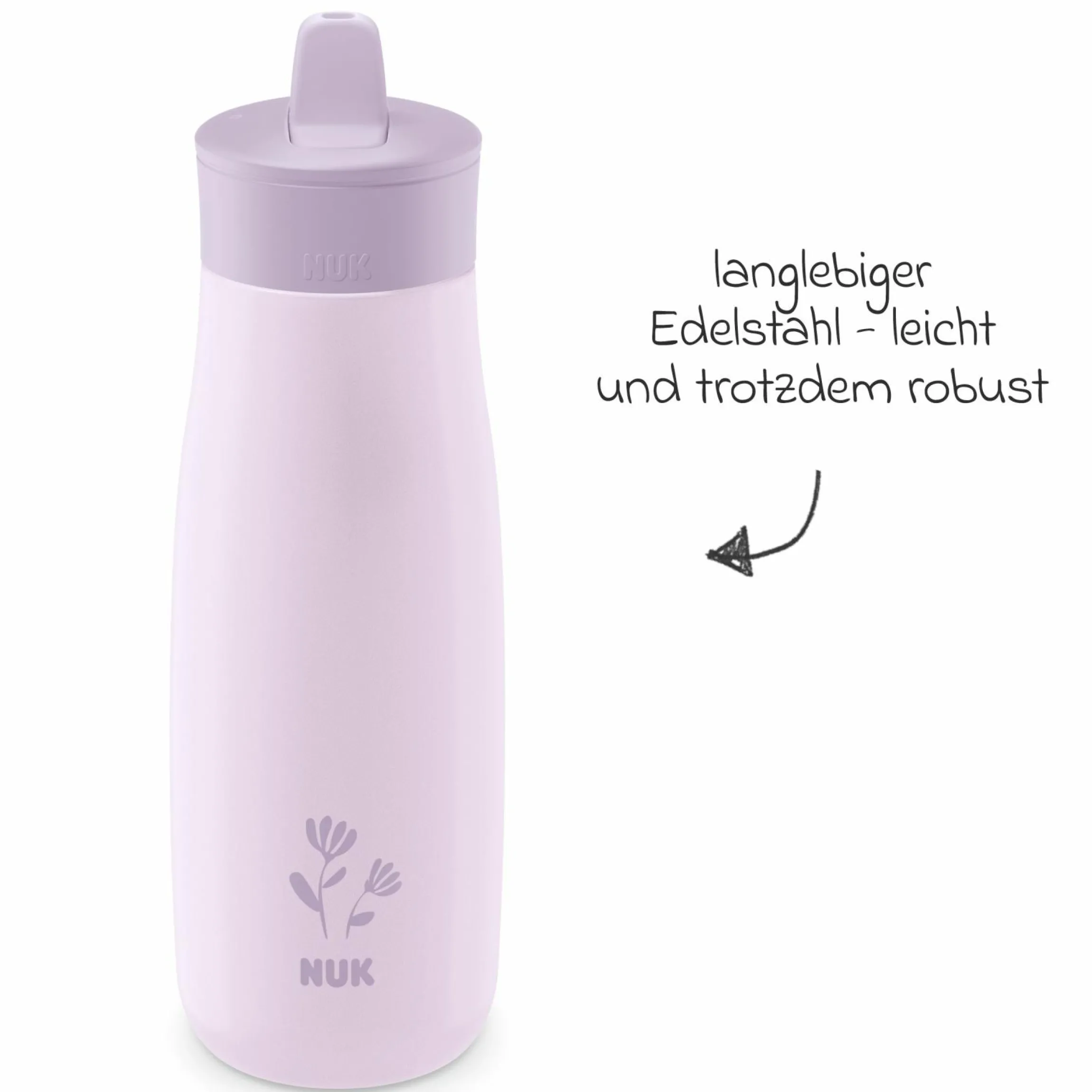 Edelstahl-Trinkflasche Mini-Me Sip Cup - mit bissfestem Trinkaufsatz 300 ml - Reh - Flieder