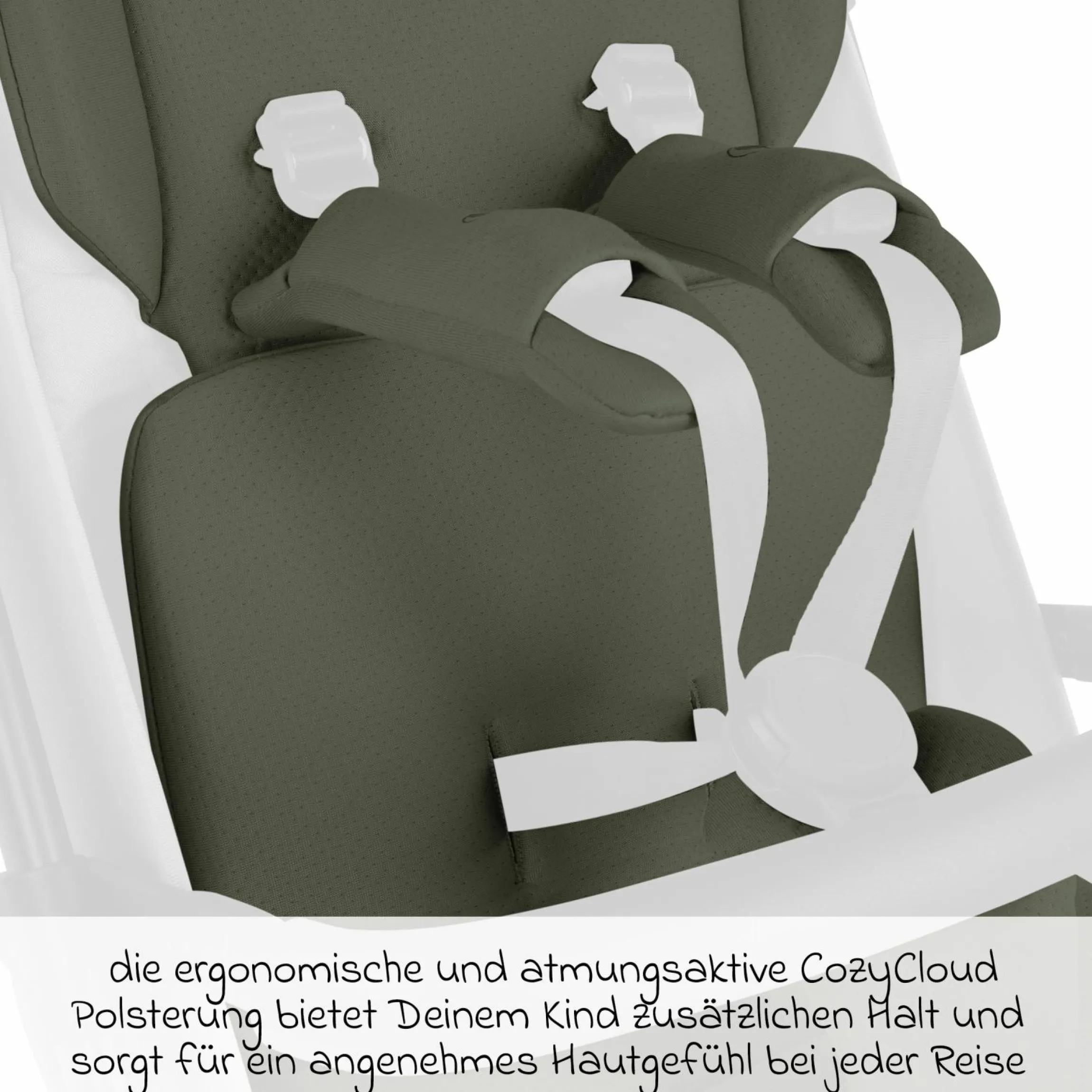 Einlagen-Set für Ping 3 Travel, Ping 3 Trekking mit Sitzeinlage, Schultergurt & Schrittgurtpolster - Cozy - Olive - Kollektion 2025