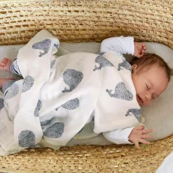 Einschlag- & Mulltuch 2er Pack Heavenly Soft Swaddle XL - Bambus 120 x 120 cm - Little Water Whale