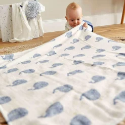 Einschlag- & Mulltuch 2er Pack Heavenly Soft Swaddle XL - Bambus 120 x 120 cm - Little Water Whale