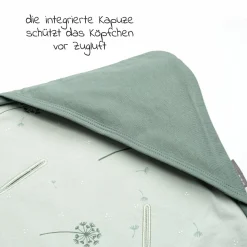 Einschlagdecke / leichte Kuscheldecke für Babyschalen & Kinderwagen 80 x 80 cm - Pusteblume - Salbeigrün