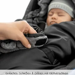 Einschlagdecke für Babyschale (Maxi-Cosi, Cybex, Hauck, ABC uvm.) und Babywanne- Schwarz
