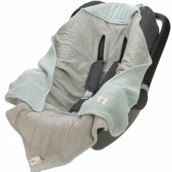 Einschlagdecke für Babyschale Knitted Blanket aus Bio-Baumwolle 78 x 78 cm - Light Mint