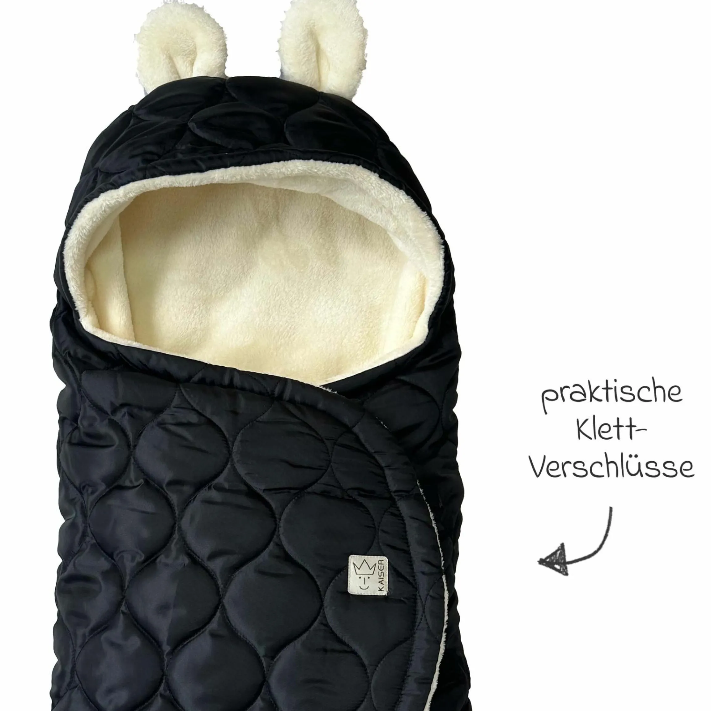 Einschlagdecke Recy Small aus 100% recyceltes Polyester für Babyschalen - Black Cream