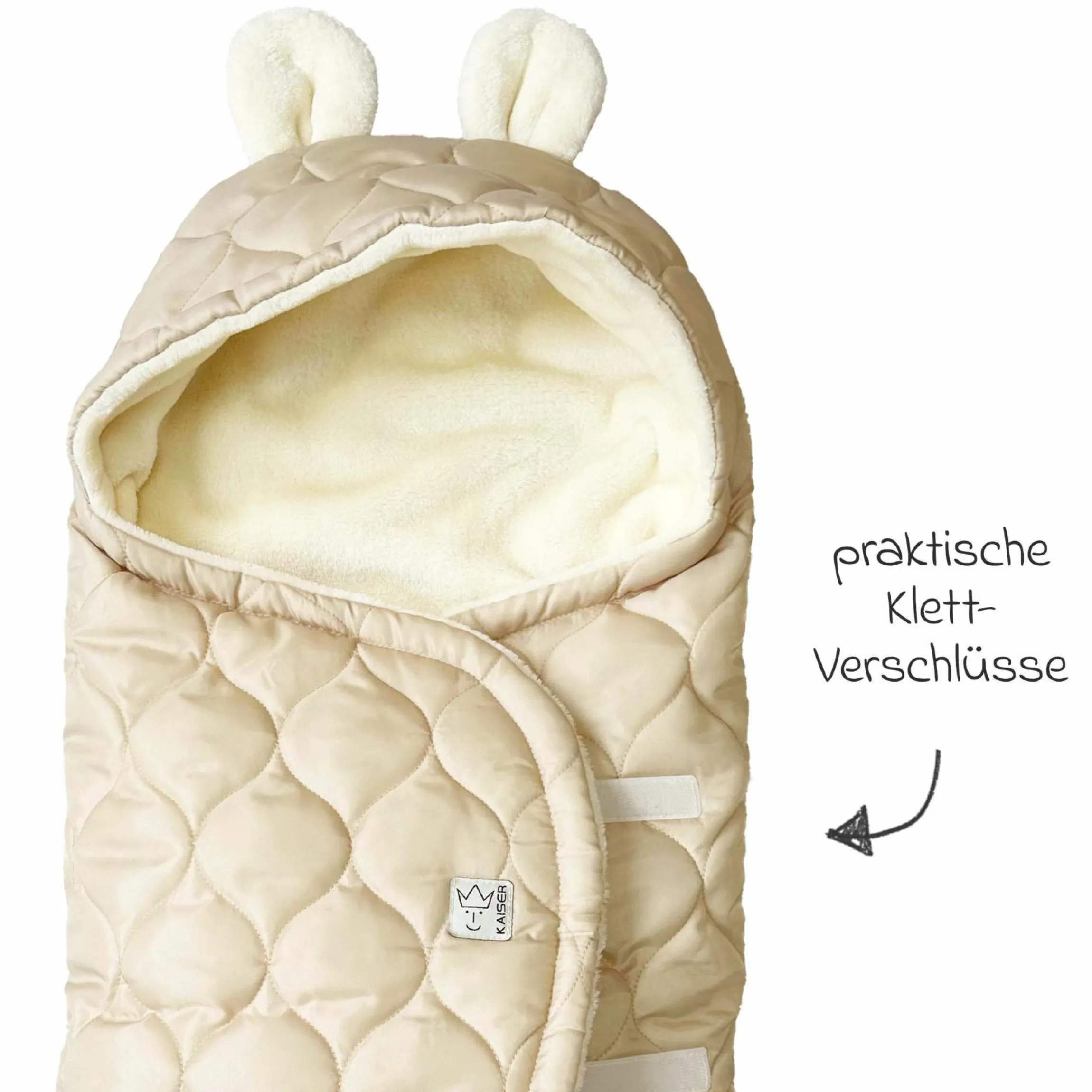 Einschlagdecke Recy Small aus 100% recyceltes Polyester für Babyschalen - Sand Cream