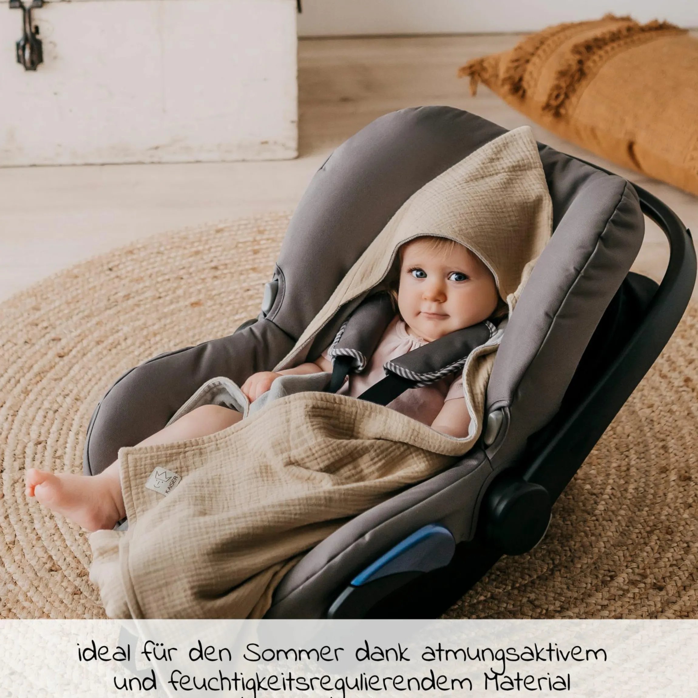 Einschlagdecke Sunny Wrap Summer für Babyschalen 85 x 85 cm - Vanille Ice