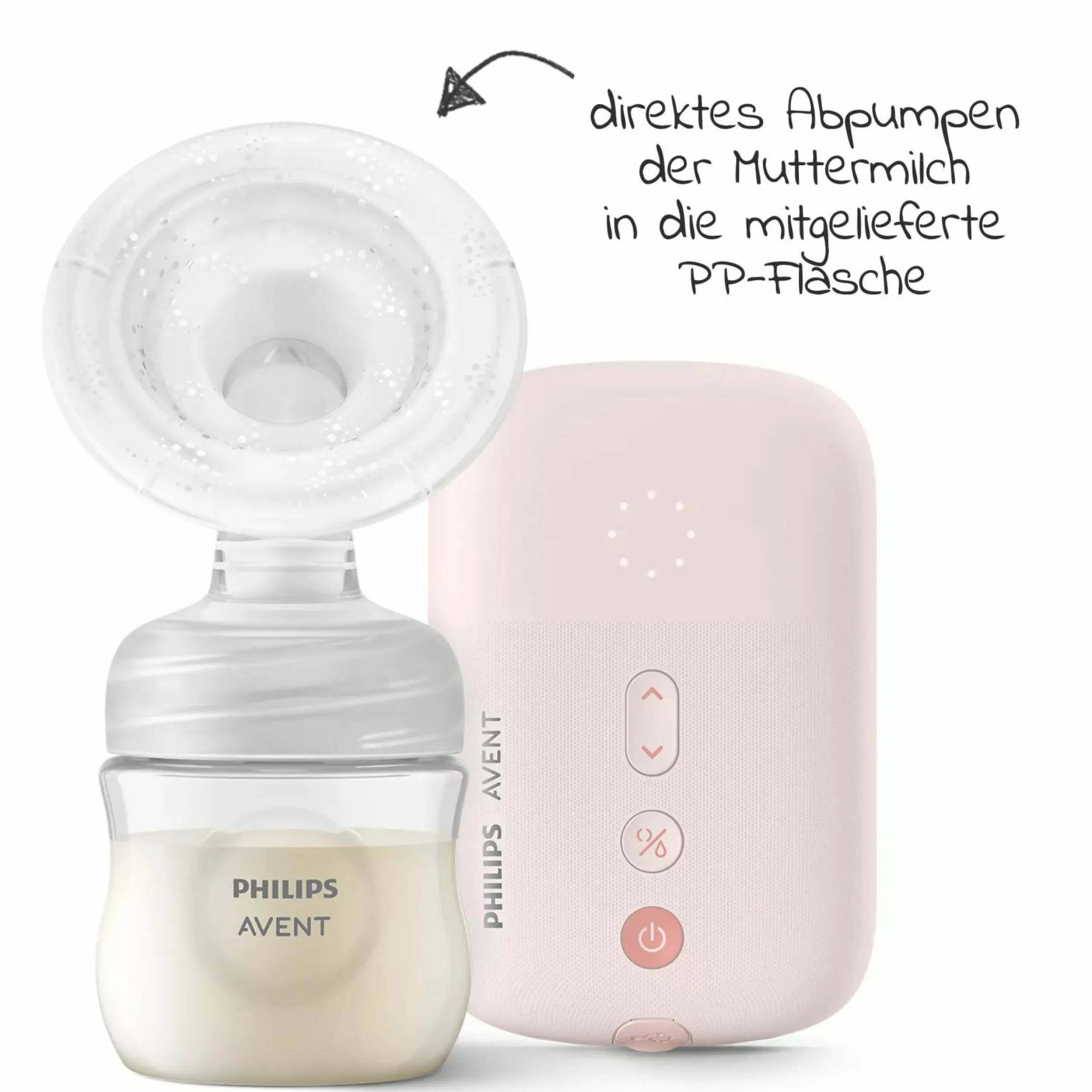 Elektrische Milchpumpe SCF395/31 + Gratis Mehrwegbecher für Muttermilch / inkl. 2 Stilleinlagen & 5 Muttermilchbeutel
