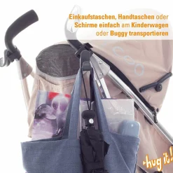 2er Pack Befestigungs-Haken Hug it! für Kinderwagen - Grau