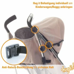 2er Pack Befestigungs-Haken Hug it! für Kinderwagen - Grau