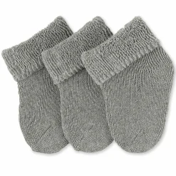 3er Pack Erstlingssocken mit Umschlag Vollplüsch - Grau - Gr. 0 - 4 Monate