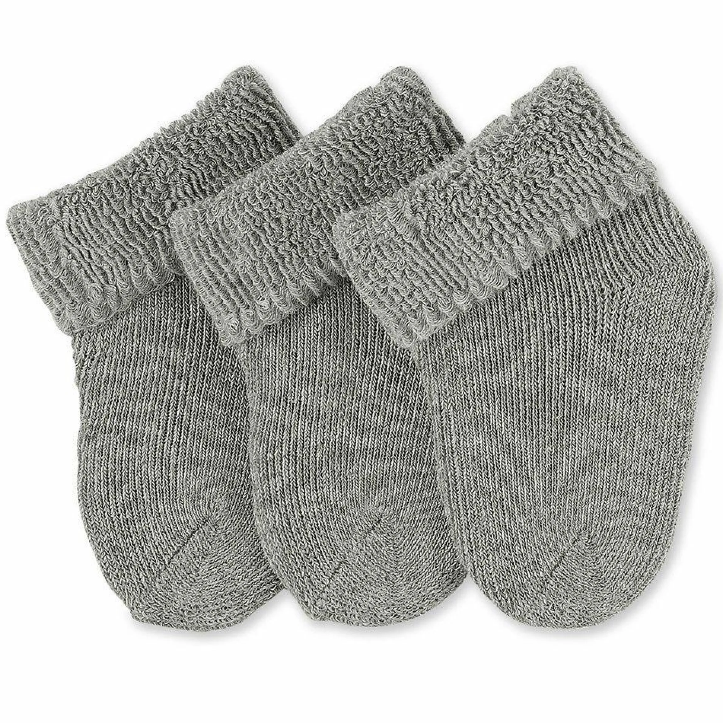 3er Pack Erstlingssocken mit Umschlag Vollplüsch - Grau - Gr. 0 - 4 Monate