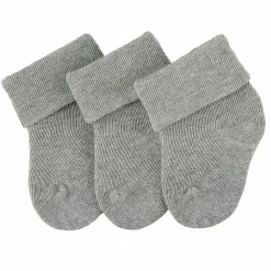 3er Pack Erstlingssocken mit Umschlag - Grau - Gr. 0 - 4 Monate