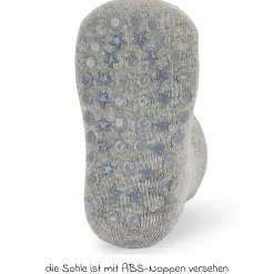 2er Pack Krabbelsocken Kurz Vollplüsch im Sohlenbereich - Grau Türkis - Gr. 17/18