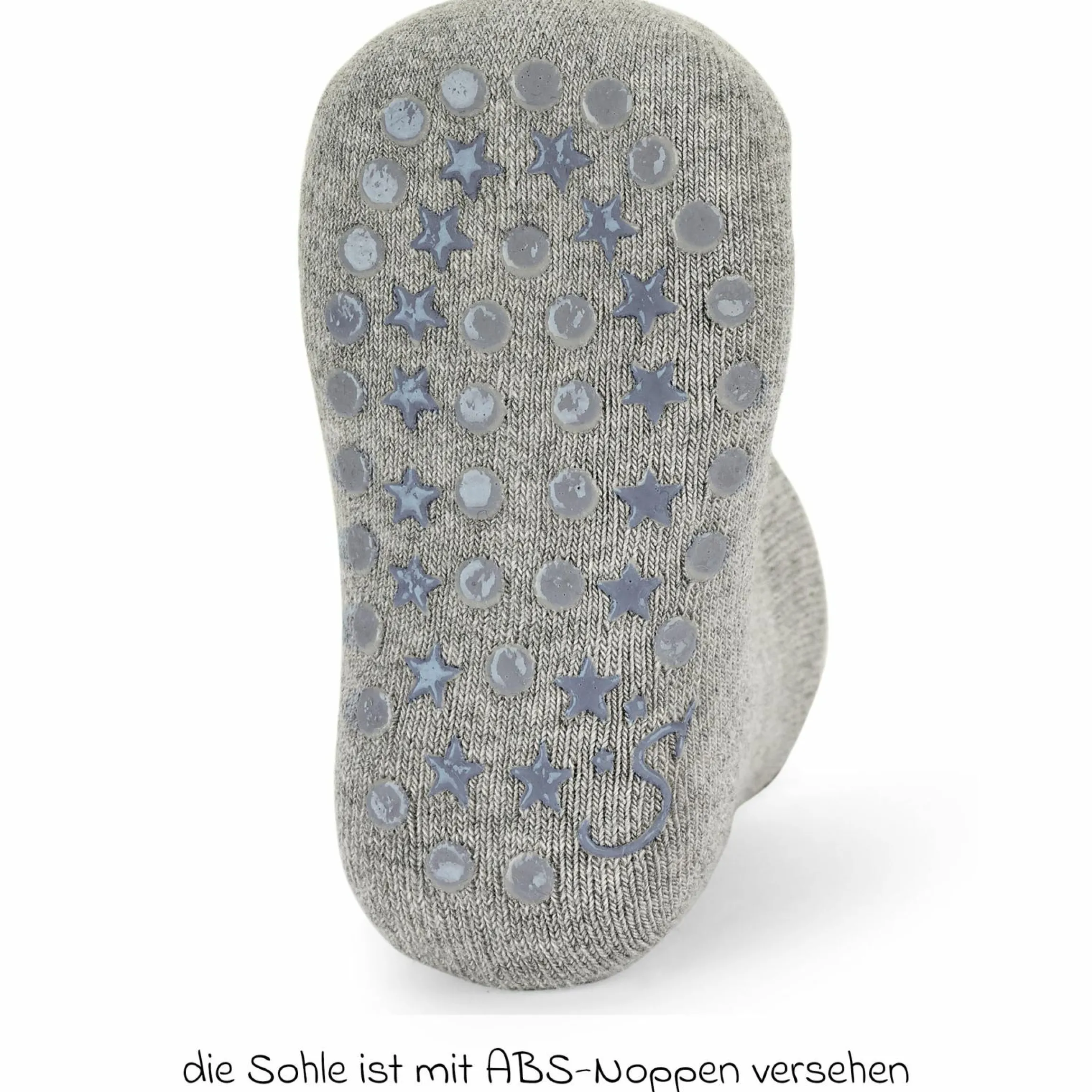 2er Pack Krabbelsocken Kurz Vollplüsch im Sohlenbereich - Grau Türkis - Gr. 17/18