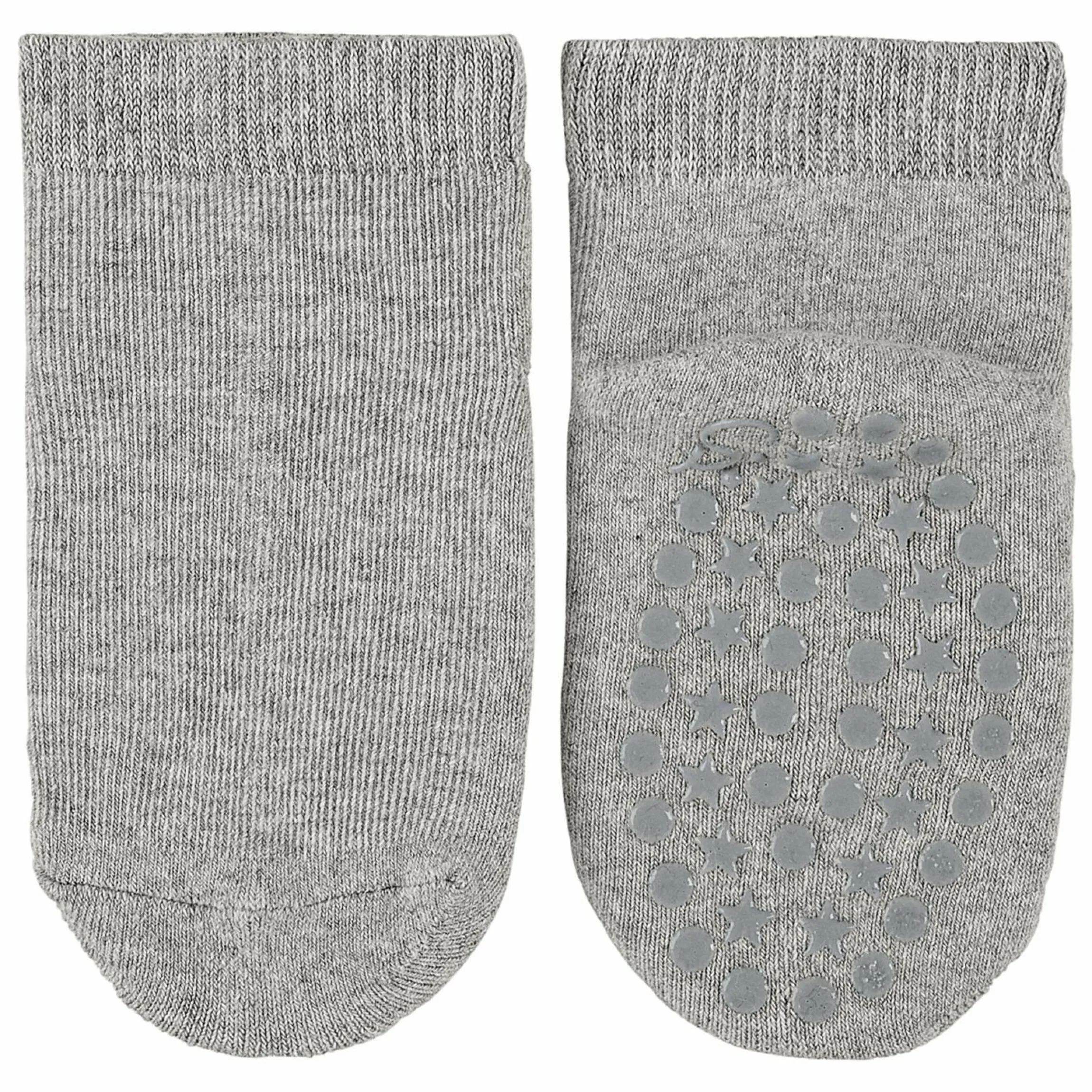 2er Pack Krabbelsocken Kurz Vollplüsch im Sohlenbereich - Grau Türkis - Gr. 17/18