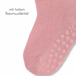 2er Pack Krabbelsocken Kurz Vollplüsch im Sohlenbereich - Grau Rosa - Gr. 19/20