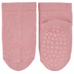 2er Pack Krabbelsocken Kurz Vollplüsch im Sohlenbereich - Grau Rosa - Gr. 19/20