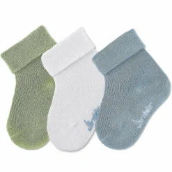 3er Pack Socken mit Umschlag - Grün Weiß Blau - Gr. 15/16