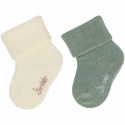 2er Pack Socken Rippenoptik - Offwhite Grün - Gr. 13/14