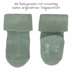 2er Pack Socken Rippenoptik - Offwhite Grün - Gr. 13/14