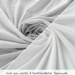 2er Pack Spannbetttuch für Kinderbett 60 x 120 / 70 x 140 cm - Weiß Hellgrau