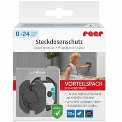 20er Pack Steckdosenschutz mit Klebeband zur einfachen Montage - Schwarz - Kollektion 2024