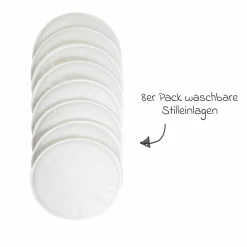 8er Pack Waschbare Stilleinlagen Mama inkl. Wäschenetz - Weiß
