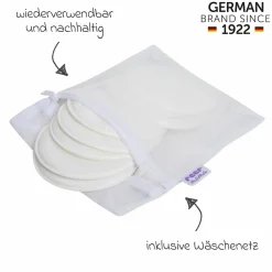 8er Pack Waschbare Stilleinlagen Mama inkl. Wäschenetz - Weiß