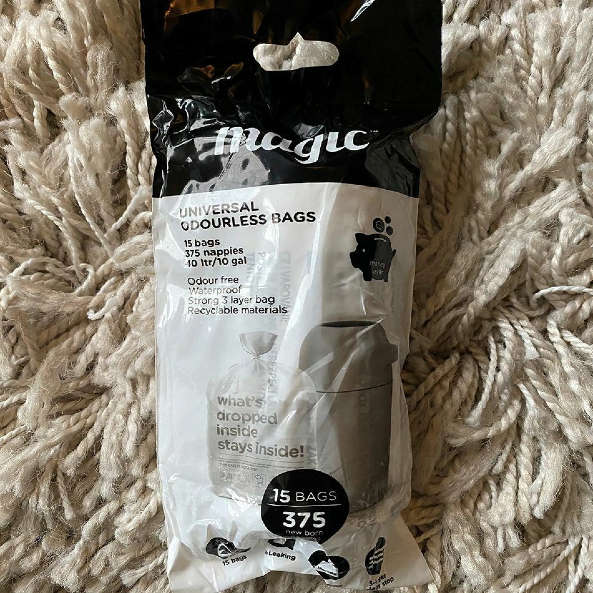 3er Pack Windelbeutel für Windeleimer Magic Majestic - Weiß