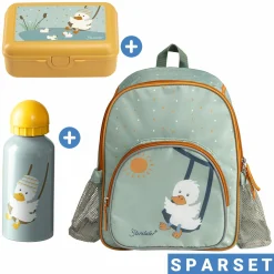 3er Set Rucksack, Brotdose & Trinkflasche - Ente Edda