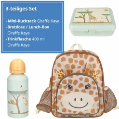 3er Set Rucksack, Brotdose & Trinkflasche - Giraffe Kaya